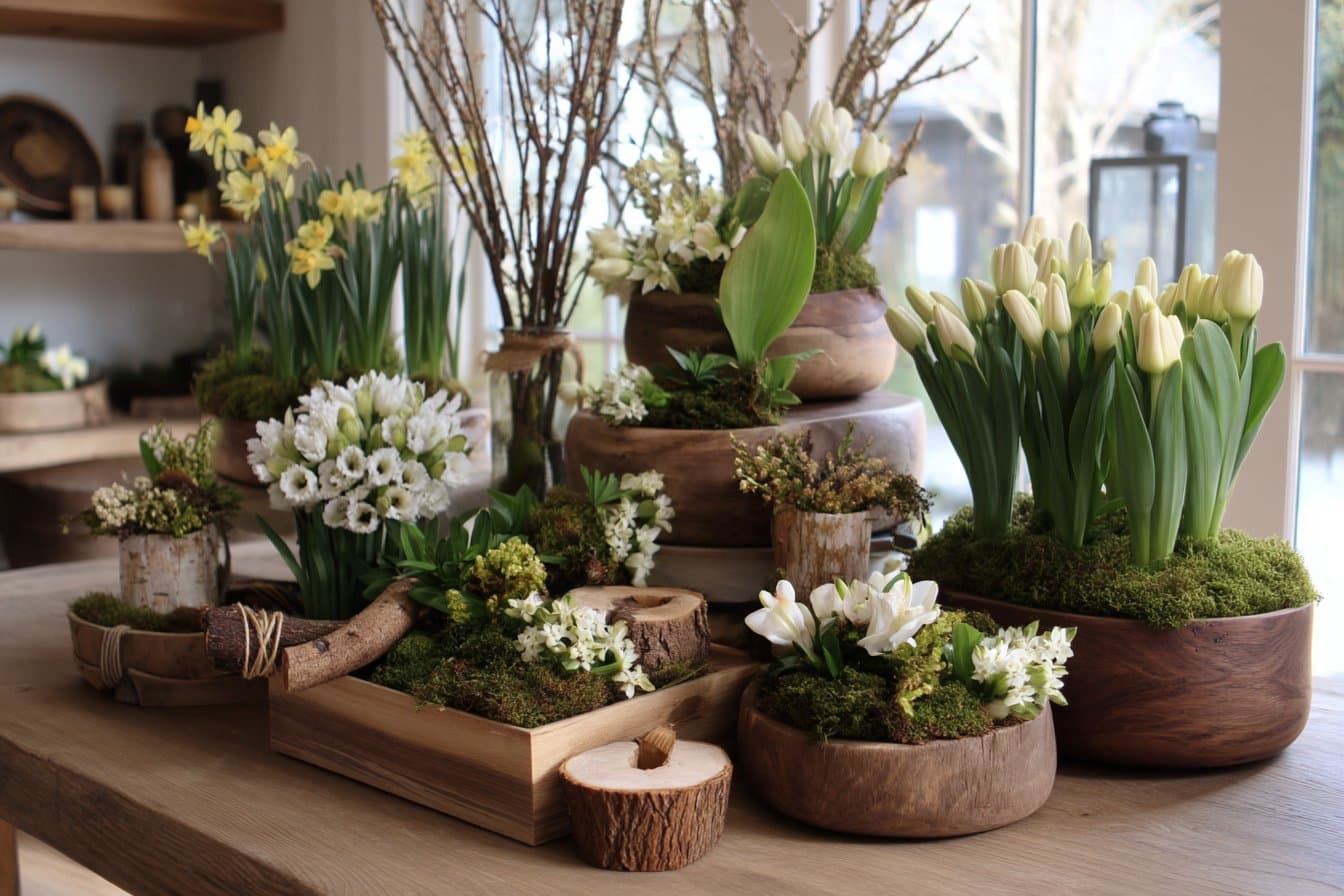 15 kreative Anregungen, wie rustikale Frühlingsdeko mit natürlichen Materialien das Zuhause aufwertet