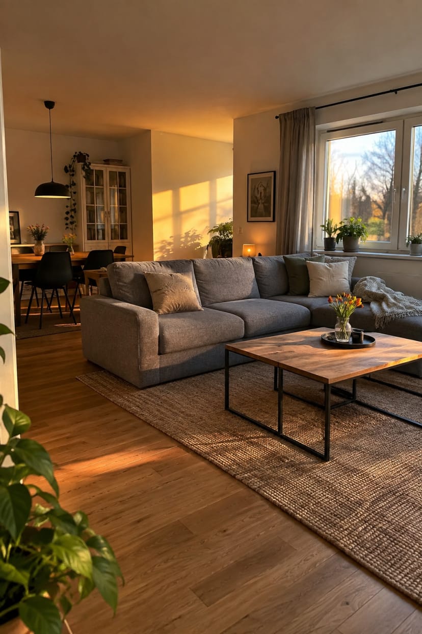 Ecksofa zum Fenster, Blickachsen und Licht