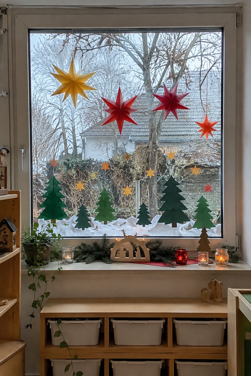 Gesamte Fensterdekoration aus der Distanz