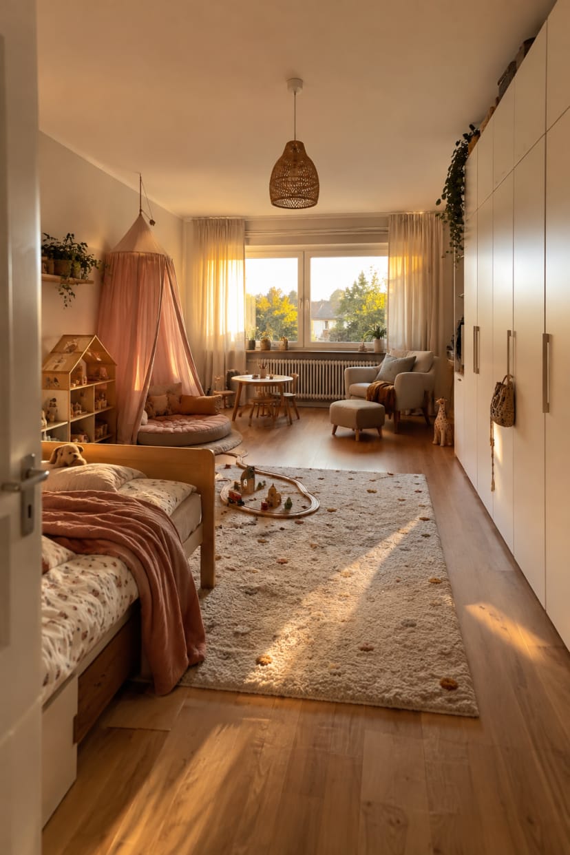 Offenes Kinderzimmer mit PAX und Spielecke