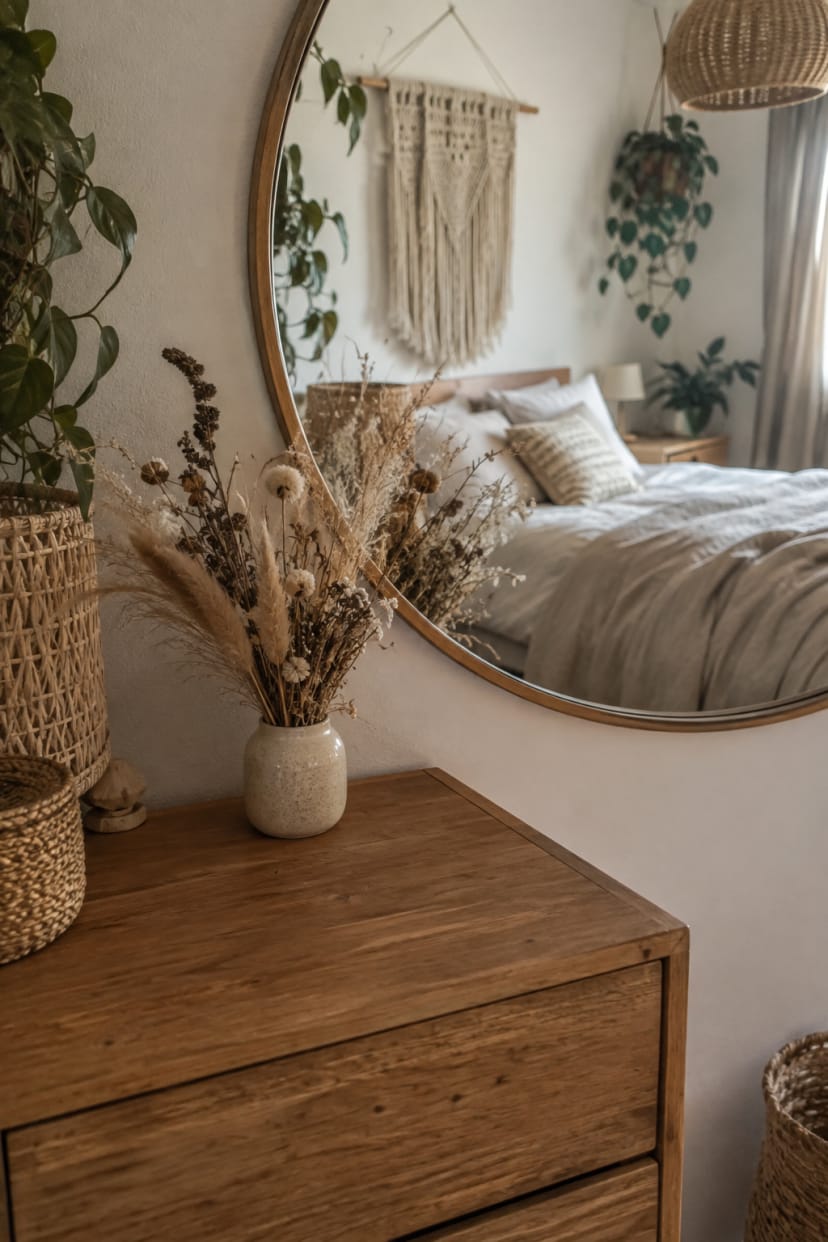 Pflanzenecke mit Topfpflanzen im Schlafzimmer