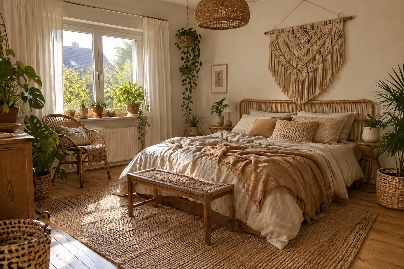 17 schlichte Boho-Schlafzimmer-Ideen in Beige für dein helles Zimmer