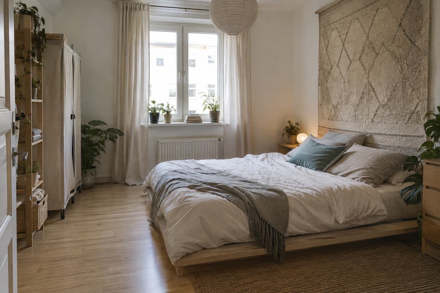 Schlafzimmer-Ideen ohne Bohren: So planst du dein Zimmer Schritt für Schritt mit freistehendem Bett und freier Laufzone