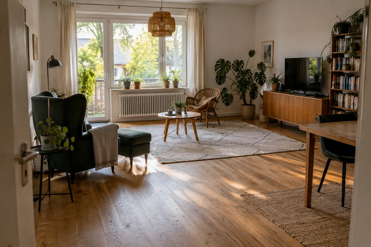 13 Ideen, wie du dein Wohnzimmer ohne Sofa mit Sessel-Sitzplätzen, Fensterbank und Pflanzen gestaltest